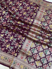 Pure Katan Silk Banarasi Handloom Saree - All over Jaal work with Meenakari - The Handlooms