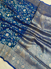 Pure Katan Silk Banarasi Handloom Saree - All Over Jaal Work - The Handlooms
