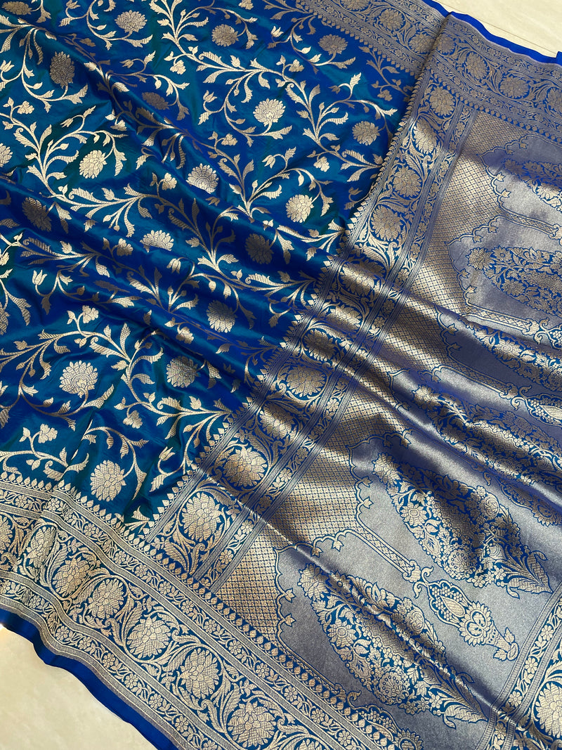 Pure Katan Silk Banarasi Handloom Saree - All Over Jaal Work - The Handlooms