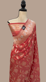 Pure Katan Silk Banarasi Handloom Saree - All over Sona Roopa Jaal work - The Handlooms
