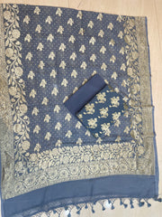 Pure Khaddi Georgette Banarasi Dress material - The Handlooms