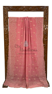 Pure Georgette Chikankari Handloom Banarasi Saree - The Handlooms
