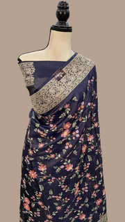 Tussar Silk Handloom Banarasi Saree With Chikankari - The Handlooms