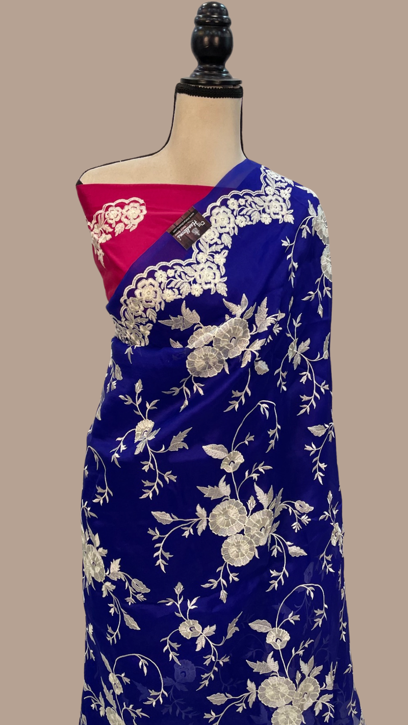 Organza Chikankari Handloom Banarasi Saree - The Handlooms