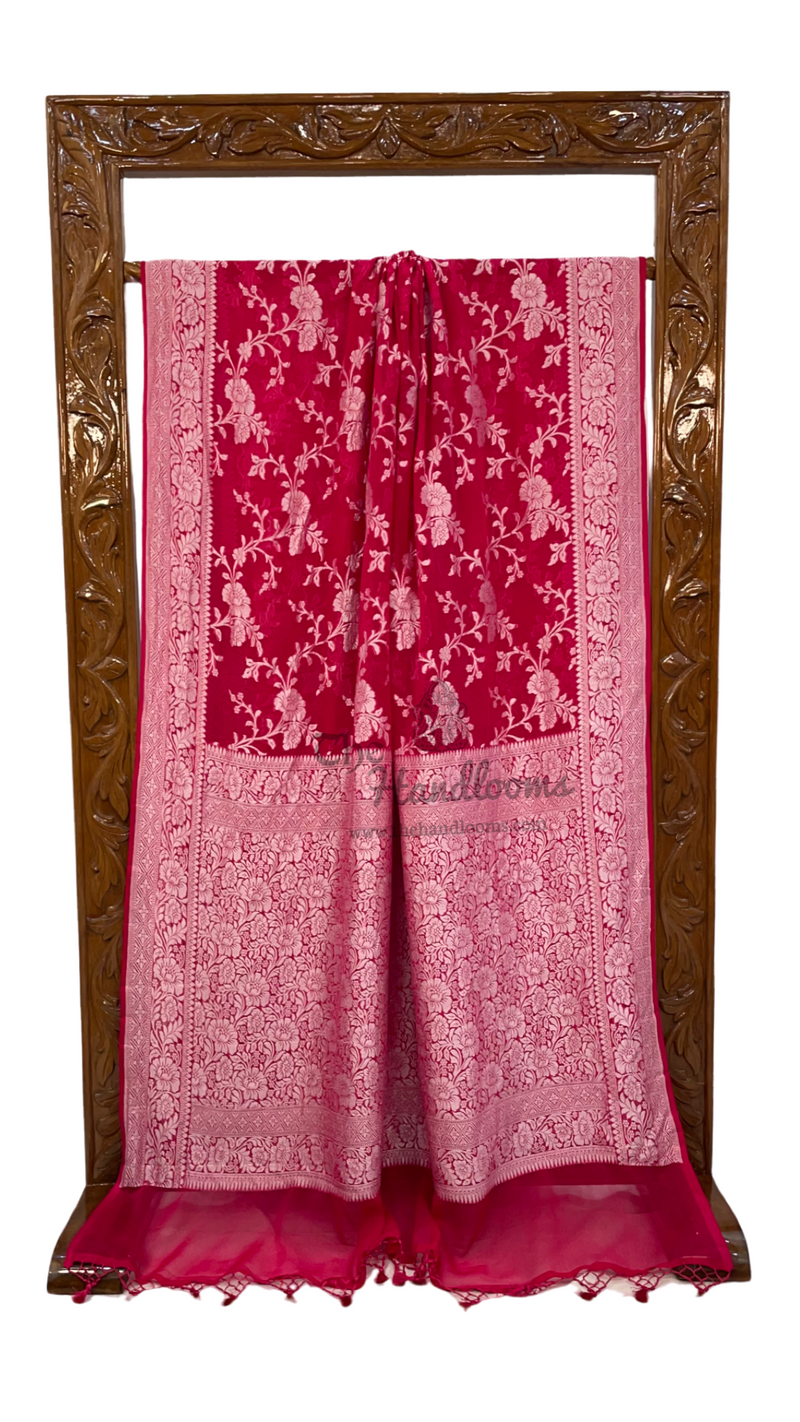 Pure Khaddi Georgette Handloom Banarasi Saree - The Handlooms