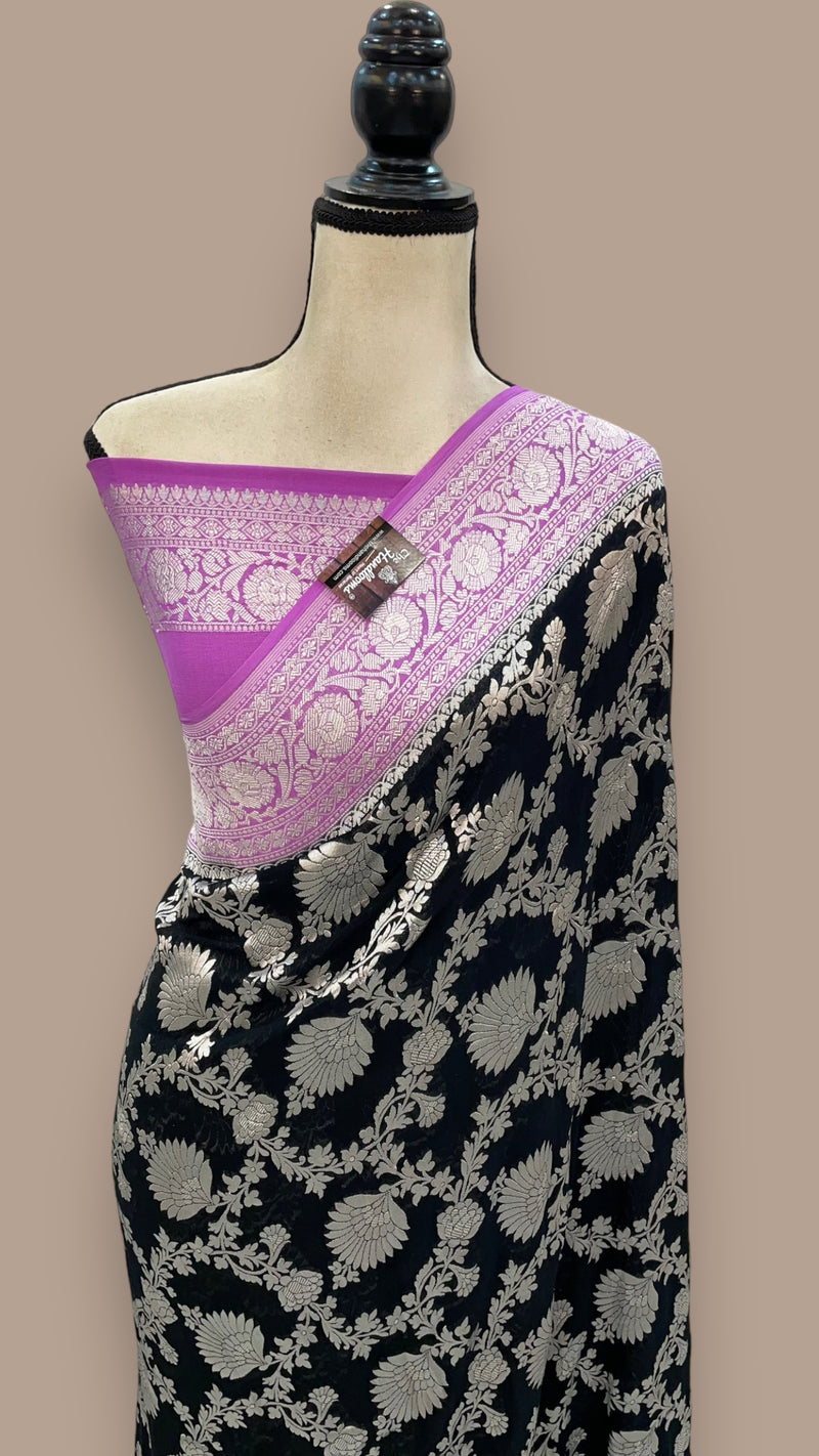 Pure Khaddi Georgette Handloom Banarasi Saree - The Handlooms