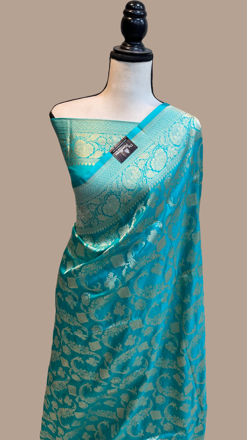 Pure Katan Silk Banarasi Handloom Saree - All Over Jaal Work - The Handlooms