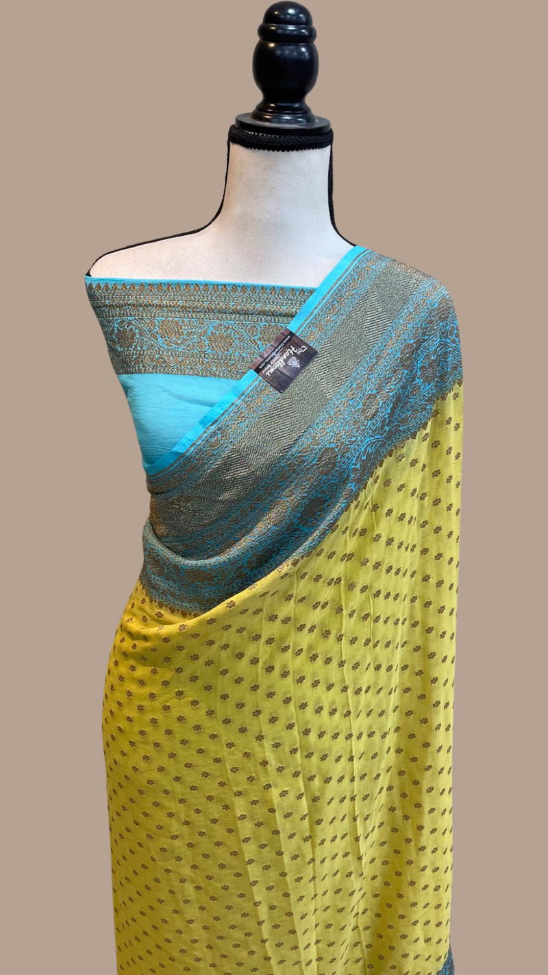 Khaddi Georgette Banarasi Saree -  Antique zari - The Handlooms