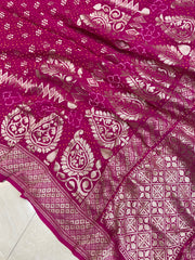Pure Georgette Banarasi Bandhej Handloom Dupattta - The Handlooms