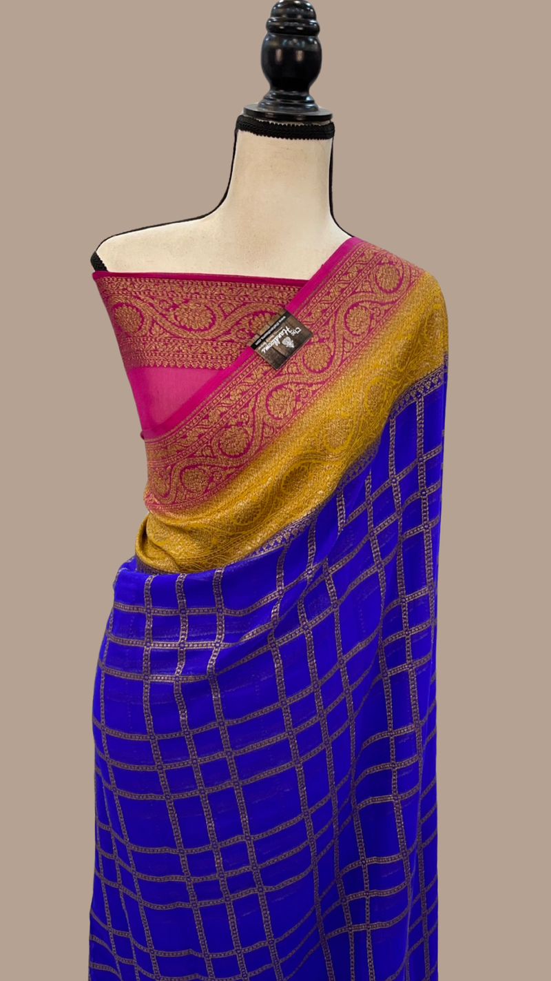 Khaddi Georgette Banarasi Saree -  Antique zari - The Handlooms