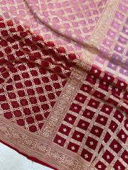 Dual Shade Khaddi Georgette Banarasi Saree -  Gold zari - The Handlooms