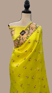 Pure Organza Chikankari Handloom Banarasi Saree - The Handlooms