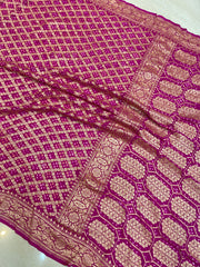 Pure Georgette Banarasi Bandhej Handloom Saree - The Handlooms