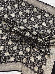 Pure Khaddi Georgette Dupatta - water zari - The Handlooms