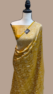 Pure Katan Silk Banarasi Handloom Saree - All Over Jaal Work - The Handlooms