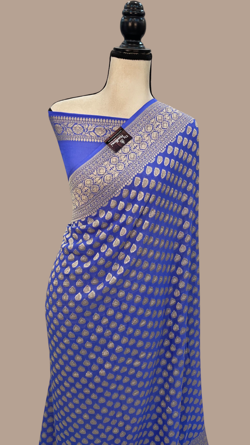 Khaddi Georgette Banarasi Saree - Gold zari - The Handlooms