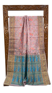 Tussar Silk Handloom Banarasi Saree With Chikankari - The Handlooms