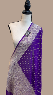 Pure Khaddi Georgette Dupatta - water zari - The Handlooms