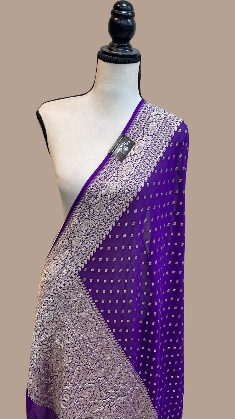 Pure Khaddi Georgette Dupatta - water zari - The Handlooms