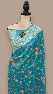 Pure Organza Chikankari Handloom Banarasi Saree - The Handlooms