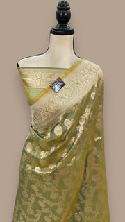 Pure Katan Silk Banarasi Handloom Saree - All over Jaal work - The Handlooms