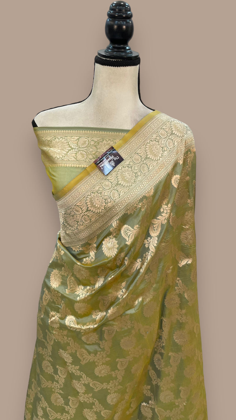 Pure Katan Silk Banarasi Handloom Saree - All over Jaal work - The Handlooms