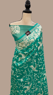 Pure Organza Chikankari Handloom Banarasi Saree - The Handlooms