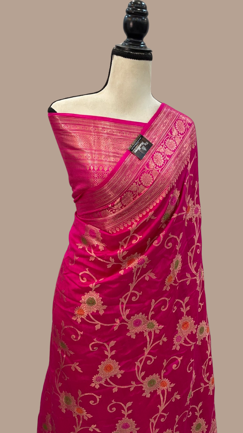 Pure Dupion Silk Banarasi Saree - Gold Zari - The Handlooms