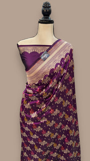 Pure Katan Silk Banarasi Handloom Saree - All over Jaal work with Meenakari - The Handlooms