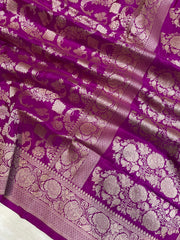 Pure Katan Silk Banarasi Handloom Saree - All Over Jaal Work - The Handlooms