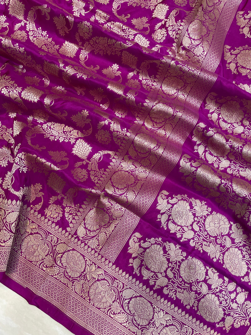 Pure Katan Silk Banarasi Handloom Saree - All Over Jaal Work - The Handlooms