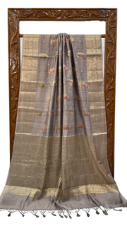Pure Chiniya Silk Banarasi Saree - Gold Zari - The Handlooms