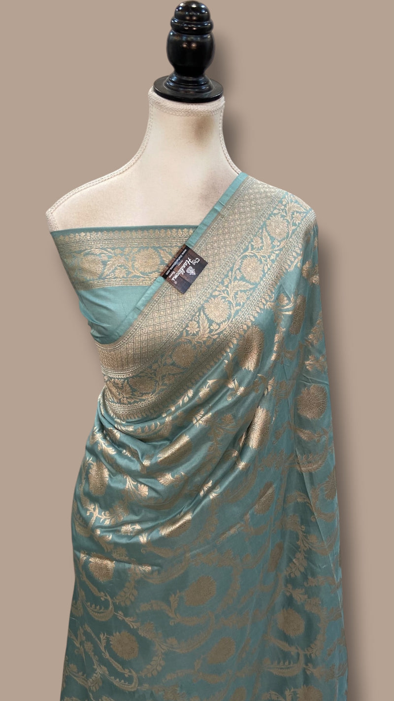 Pure Katan Silk Banarasi Handloom Saree - All Over Gold Zari Jaal Work