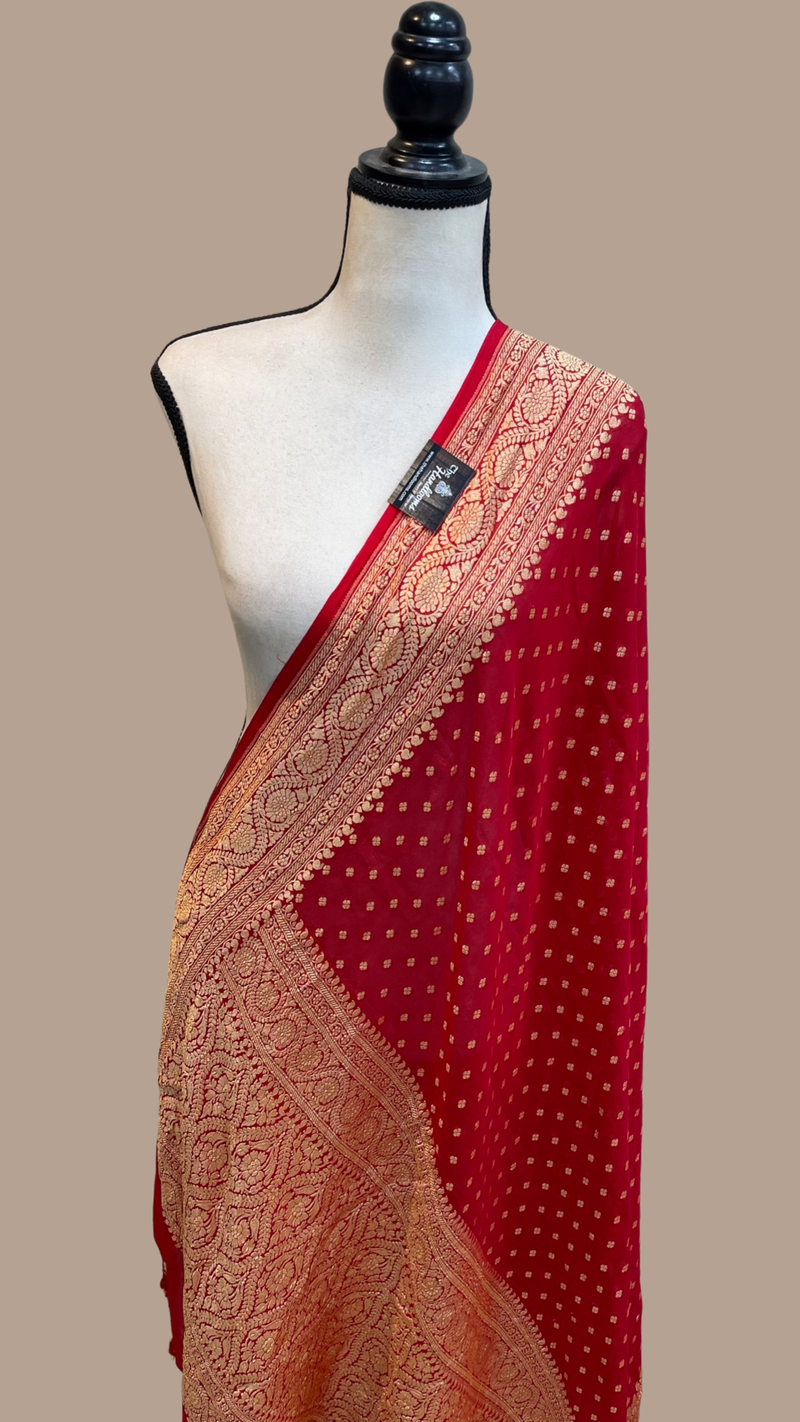 Pure Khaddi Georgette Dupatta - water zari - The Handlooms