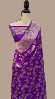 Pure Katan Silk Banarasi Handloom Saree - All Over Jaal Work - The Handlooms