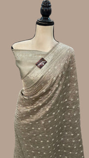 Pure Kora Tissue Crush Handloom Banarasi Saree - The Handlooms