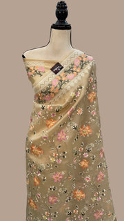 Pure Organza Chikankari Handloom Banarasi Saree - The Handlooms