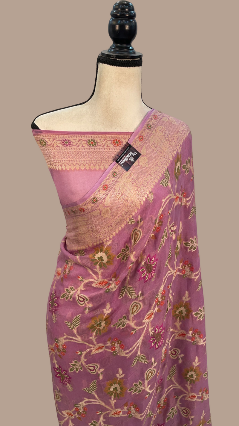 Mauvee Pure Chiffon Khaddi Banarasi Saree - The Handlooms