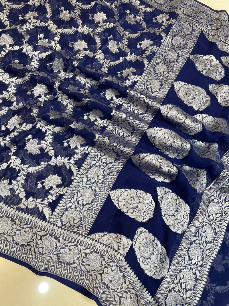Pure Khaddi Georgette Banarasi Saree - The Handlooms