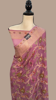 Mauvee Pure Chiffon Khaddi Banarasi Saree - The Handlooms