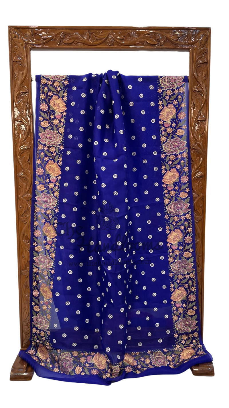 Pure Organza Chikankari Handloom Banarasi Saree - The Handlooms