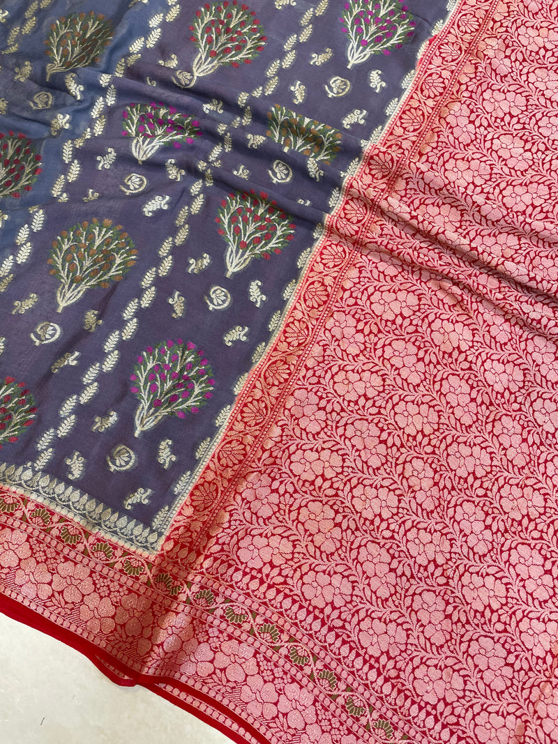Pure Chiffon Khaddi Banarasi Saree - The Handlooms