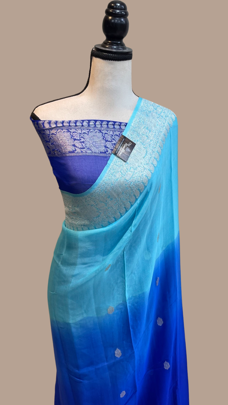 Pure Georgette Banarasi Handloom Saree - The Handlooms