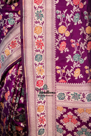 Pure Katan Silk Banarasi Handloom Saree - All over Jaal work with Meenakari - The Handlooms