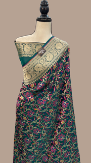 Pure Katan Silk Banarasi Handloom Saree - All Over Jaal Work With Meenakari - The Handlooms