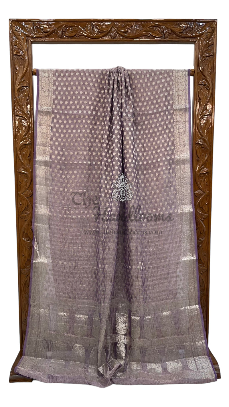 Pure Kora Tissue Crush Handloom Banarasi Saree - The Handlooms