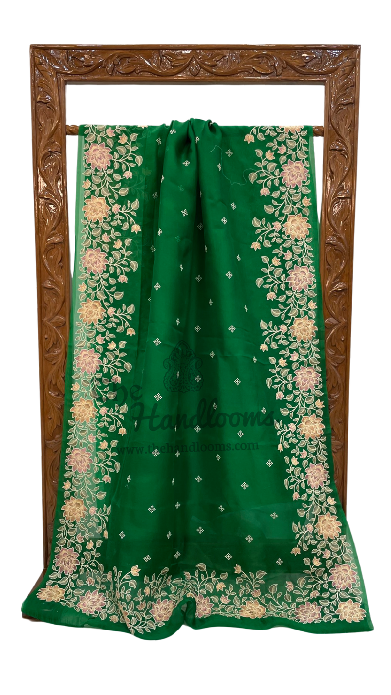 Pure Organza Chikankari Handloom Banarasi Saree - The Handlooms