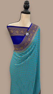 Khaddi Georgette Handloom Banarasi Saree -  Antique zari - The Handlooms