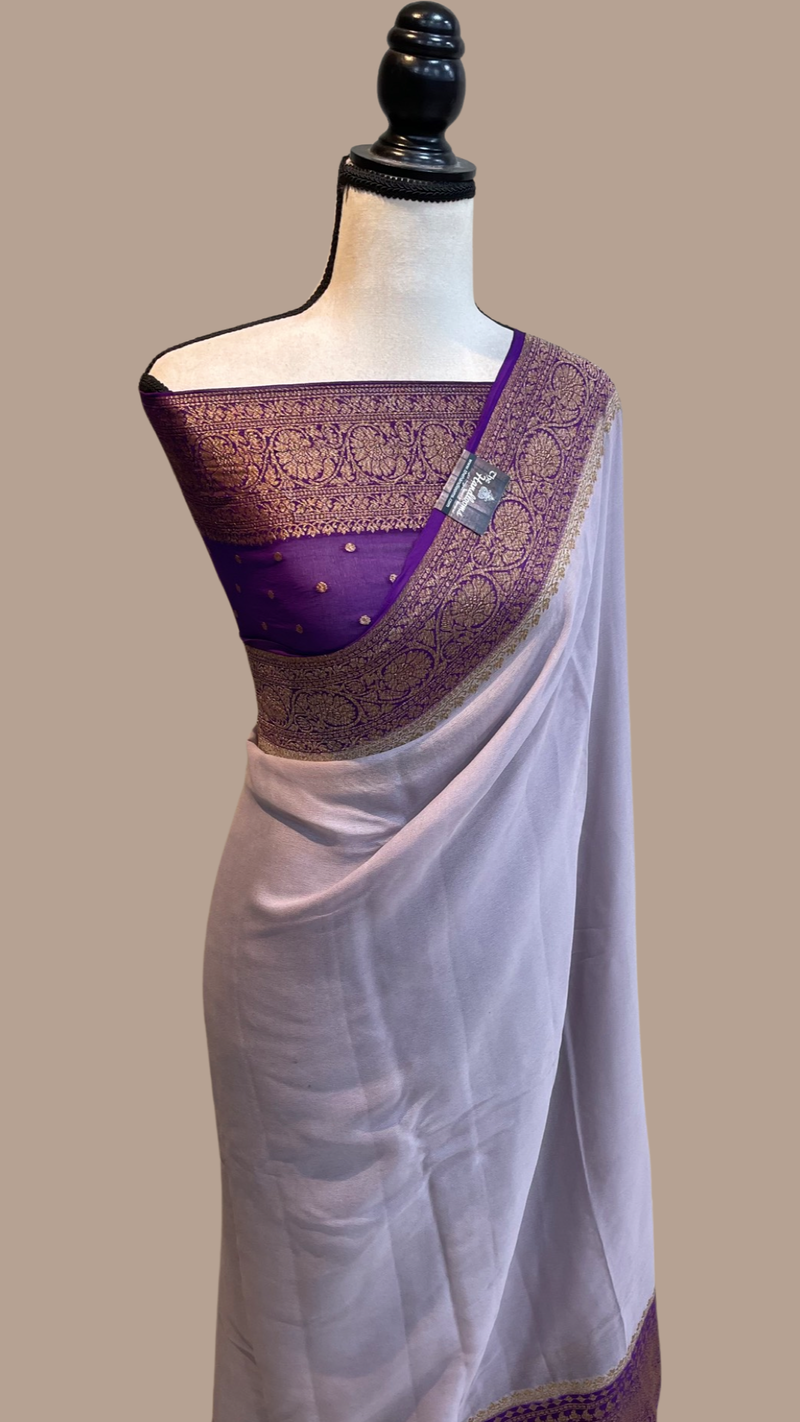 Khaddi Georgette Banarasi Saree -  Antique zari - The Handlooms