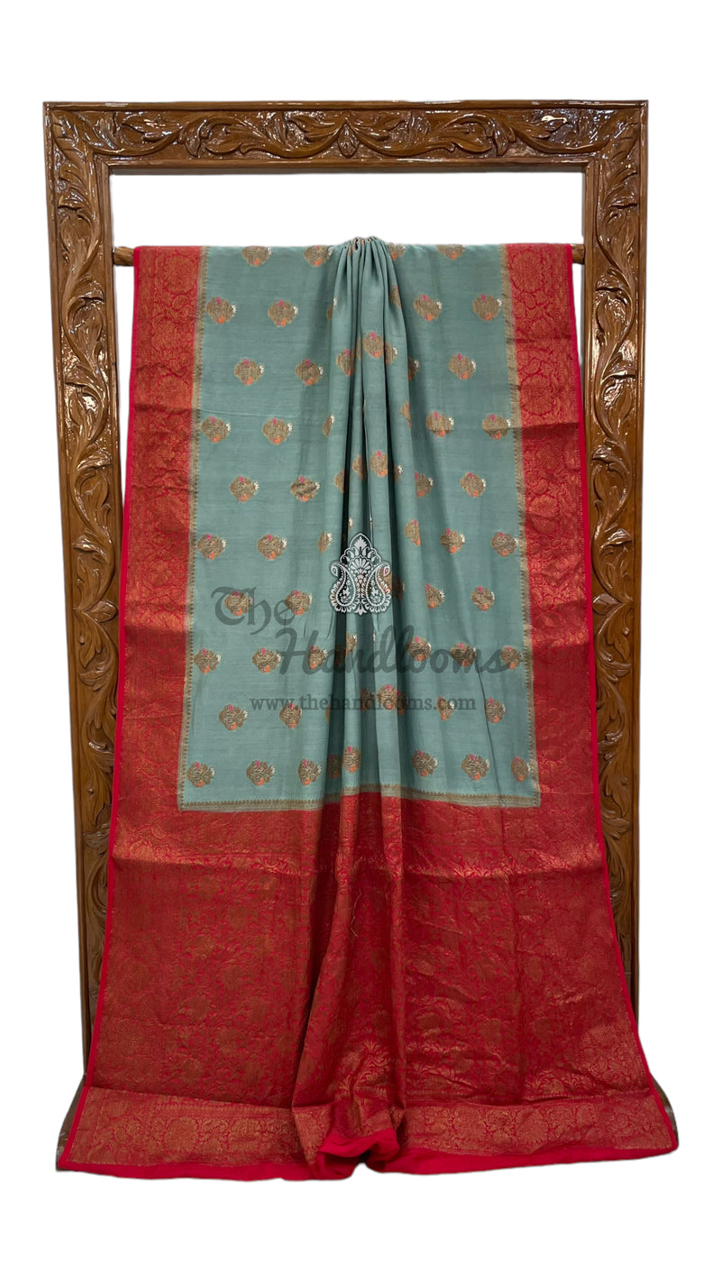 Moonga Georgette Handloom Banarasi Saree - The Handlooms